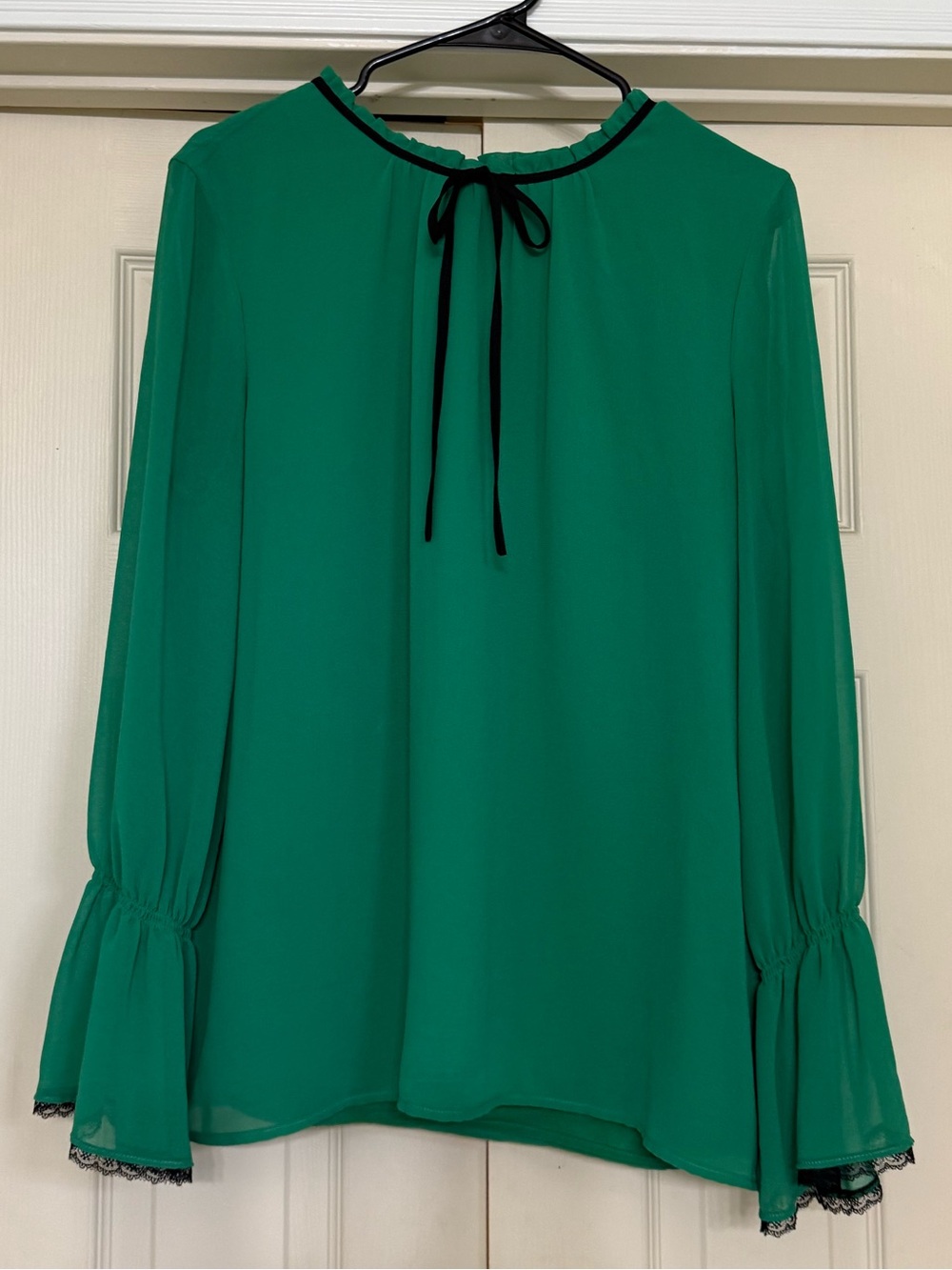 Elegant Karl Lagerfeld Green Tie-Neck Blouse